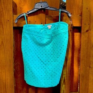 J.Crew seafoam/ aqua Eylet skirt size 6.